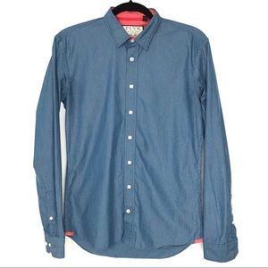 Thomas Pink XS Slim Blue Stripe Casual Dress Shirt